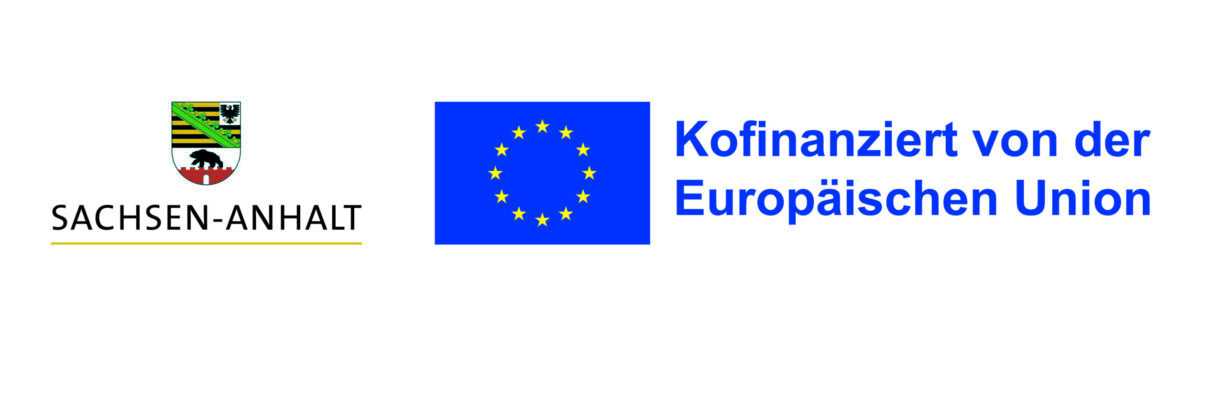 Wappen vom Land Schasen-Anhalt in Kombination mit der Flagge der EU
